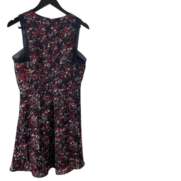 Reiss Louise Ditsy Floral Flared Woven Mini Dress Net Trim Multi Color.Sz 6. - Picture 5 of 12